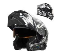 Frcychri Casque Modulable Intégral Moto Bluetooth, Flip-Up Homologué ECE 22.06, Double Visière Anti-Buée, Casque À Rabat pour Adultes, Unisexe pour Scooter, VTT & Moto Électrique F,2X-Large