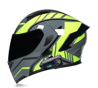 Frcychri Casque Modulable Moto Bluetooth, Casque À Rabat, ECE Homologué avec Double Visière Anti-Buée, Casque De Scooter Cruiser Adapté Aux Hommes Et Aux Femmes Adultes K,2X-Large
