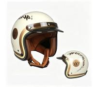 Frcychri Casque Moto 3/4 Jet Vintage Homologué ECE/Dot, Mousse EPS densité 45+Kg/m³ Anti-Bruit Design Allemand Adulte Homme Femme pour Scooter Cyclomoteur Cruiser A,Large