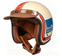 Frcychri Casque Moto 3/4 Jet Vintage Homologué ECE/Dot, Mousse EPS densité 45+Kg/m³ Anti-Bruit Design Allemand Adulte Homme Femme pour Scooter Cyclomoteur Cruiser B,Medium