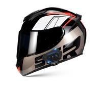 Frcychri Casque Moto Bluetooth, Casque avec Double Visière, Casque Scooter Moto Anti-Buée, ECE Homologué, Casque De Scooter Cruiser pour Adultes Hommes Femmes K,2X-Large