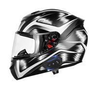 Frcychri Casque Moto Bluetooth, Casque Moto Intégral Homologué ECE avec Visière Solaire, Casque Moto Intégral Homme Femme Adulte Casque Scooter K,2XL (63-64CM)