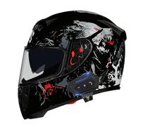 Frcychri Casque Moto Bluetooth, Homologué ECE Homme Et Femme, avec Double Visière, Visière Anti-Buée, Léger, pour Locomotive L,2X-Large
