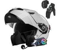 Frcychri Casque Moto Homologué Modulable Bluetooth, Casque À Rabat avec Anti-Buée Double Visière, Ventilation Efficace, Casque Antichoc pour Hommes Femmes Scooter Cyclomoteur VTT K,2X-Large