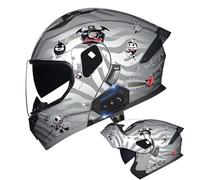 Frcychri Casque Moto Modulable Bluetooth, Casque Avant Rabattable, Homologué ECE Casque Moto Intégral avec Double Visière, pour Hommes Et Femmes Adultes K,2X-Large