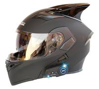 Frcychri Casque Moto Modulable Bluetooth, Casque Moto Intégral Homologué ECE avec Visière Solaire, Casque Scooter, Casque Avant Rabattable, Casque Moto Homme Femme C,X-Large