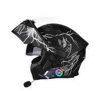 Frcychri Casque Moto Modulable Bluetooth ECE Homologué, Casque À Rabat avec Anti-Buée Double Visière, Casque Antichoc pour Hommes Femmes Scooter Cyclomoteur VTT N,X-Large