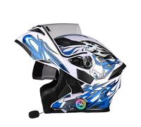 Frcychri Casque Moto Modulable Bluetooth ECE Homologué, Casque À Rabat avec Anti-Buée Double Visière, Casque Antichoc pour Hommes Femmes Scooter Cyclomoteur VTT H,X-Large