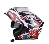 Frcychri Casque Moto Modulable Bluetooth ECE Homologué, Casque À Rabat avec Anti-Buée Double Visière, Casque Antichoc pour Hommes Femmes Scooter Cyclomoteur VTT G,X-Large