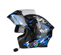 Frcychri Casque Moto Modulable Bluetooth ECE Homologué, Casque À Rabat avec Anti-Buée Double Visière, Casque Antichoc pour Hommes Femmes Scooter Cyclomoteur VTT F,X-Large