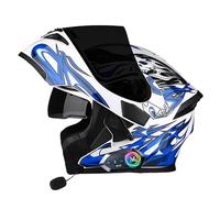 Frcychri Casque Moto Modulable Bluetooth ECE Homologué, Casque À Rabat avec Anti-Buée Double Visière, Casque Antichoc pour Hommes Femmes Scooter Cyclomoteur VTT L,X-Large