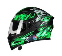 Frcychri Casque Moto Modulable Bluetooth ECE Homologué, Casque À Rabat avec Anti-Buée Double Visière, Casque Antichoc pour Hommes Femmes Scooter Cyclomoteur VTT B,X-Large