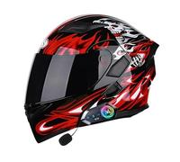 Frcychri Casque Moto Modulable Bluetooth ECE Homologué, Casque À Rabat avec Anti-Buée Double Visière, Casque Antichoc pour Hommes Femmes Scooter Cyclomoteur VTT A,X-Large