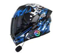 Frcychri Casque Moto Modulable Bluetooth ECE Homologué, Casque À Rabat avec Anti-Buée Double Visière, Casque Antichoc pour Hommes Femmes Scooter Cyclomoteur VTT D,Meidum