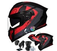 Frcychri Casque Moto Modulable Bluetooth, Flip-Up Integral Homologué ECE, avec Anti-Buée Pliante Double Visière Et Doublure Amovible, pour Homme Femme Scooter Cyclomoteur K,2X-Large