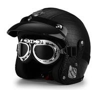 Frcychri Casque Moto Vintage Casques, Casque Ouvert 3/4, Casque Mobylette avec Lunettes, ECEDOT Homologué, pour Adulte Femme Homme C,X-Large