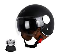 Frcychri Casque Ouvert Moto 3/4, Casques De Moto De Demi-Visage, Casque De Moto Rétro À La Protection Solaires avec Double Visière, Homologué ECE, pour Hommes Adultes Femmes E,M (57-58CM)