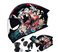 Frcychri Casque Rabat Modulable Moto Bluetooth, Homologué ECE 22.06 Intégral, Double Visière Anti-Buée, Doublure Amovible, Léger, pour Adultes, Unisexe pour Scooter, VTT Moto Électrique F,2X-Large