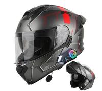 Frcychri Casque Rabat Modulable Moto Bluetooth, Homologué ECE 22.06 Intégral, Double Visière Anti-Buée, pour Adultes, Unisexe pour Scooter, VTT Moto Électrique E,Medium