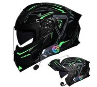 Frcychri Casque Rabat Modulable Moto Bluetooth, Homologué ECE 22.06 Intégral, Double Visière Anti-Buée, Doublure Amovible, Léger, pour Adultes, Unisexe pour Scooter, VTT Moto Électrique C,X-Large