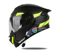 Frcychri Casque Rabat Modulable Moto Bluetooth, Homologué ECE 22.06 Intégral, Double Visière Anti-Buée, pour Adultes, Unisexe pour Scooter, VTT Moto Électrique D,2X-Large