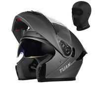 Frcychri Casques Integral Flip-Up Modulable Moto - avec Anti-Buée Pliante Double Visière Et Ventilation Efficace - Homologué ECE 22.06 pour Homme Et Femme - Scooter C,2X-Large