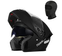 Frcychri Casques Integral Flip-Up Modulable Moto - avec Anti-Buée Pliante Double Visière Et Ventilation Efficace - Homologué ECE 22.06 pour Homme Et Femme - Scooter B,X-Large