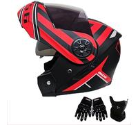 Frcychri Casques Integral Flip-Up Modulable Moto - avec Anti-Buée Pliante Double Visière Et Ventilation Efficace - Homologué ECE 22.06, pour Homme Et Femme - Scooter L,Medium