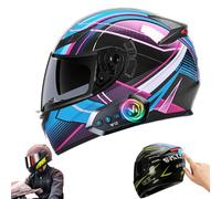 Frcychri Casques Moto Bluetooth Modulable Intégral - Feu Arrière LED Et Anti-Buée Pliante Double Visière - Homologué ECE 22.06, Léger, pour Homme Femme Scooter, Cyclomoteur M,X-Large