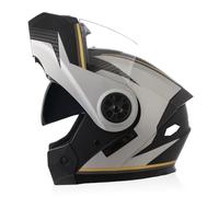 Frcychri Casques Moto Flip-Up Modulable Integral - avec Anti-Buée Pliante Double Visière Et Ventilation Efficace - Homologué ECE 22.06 pour Homme Et Femme - Scooter C,Large