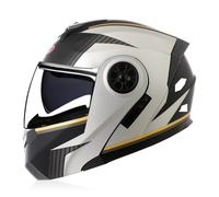 Frcychri Casques Moto Flip-Up Modulable Integral - avec Anti-Buée Pliante Double Visière Et Ventilation Efficace - Homologué ECE 22.06 pour Homme Et Femme - Scooter E,2X-Large