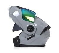 Frcychri Casques Moto Flip-Up Modulable Integral - avec Anti-Buée Pliante Double Visière Et Ventilation Efficace - Homologué ECE 22.06 pour Homme Et Femme - Scooter J,Medium