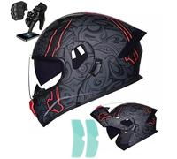 Frcychri Casques Moto Modulable avec Anti-Buée Double, Casque Integral Flip Up Homologué ECE 22.06 pour Adultes Hommes Femmes Cyclomoteur C,2X-Large