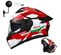 Frcychri Casques Moto Modulable avec Anti-Buée Double Ventilation, Casque Integral Flip Up - Homologué ECE 22.06 pour Adultes Hommes Femmes Cyclomoteur D,2X-Large