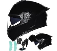 Frcychri Casques Moto Modulable avec Anti-Buée Double Visière Casque Scooter Racing Casque Motocross Intégraux Homologué ECE pour Homme Femme K,X-Large