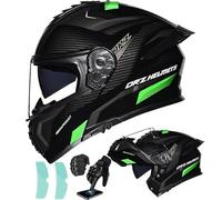 Frcychri Casques Moto Modulable avec Anti-Buée Double Visière Casque Scooter Racing Casque Motocross Intégraux Homologué ECE pour Homme Femme B,Medium