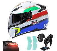 Frcychri Casques Moto Modulable avec Et Éclairage LED Casque Moto Intégrée Double Visière Homologué ECE 22.06 pour Adultes Hommes Femmes Cyclomoteur K,2X-Large