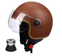 Frcychri Demi-Casque De Moto Allemand Rétro, Vintage Scooter Open Face Demi Casque, Casque Cyclomoteur, Casque Bol Moto Homologué ECE, pour Homme Et Femme Adultes Demi-Casques A,L (59-60CM)