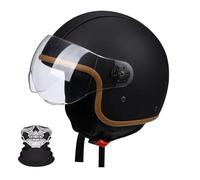 Frcychri Demi-Casque De Moto Allemand Rétro, Vintage Scooter Open Face Demi Casque, Casque Cyclomoteur, Casque Bol Moto Homologué ECE, pour Homme Et Femme Adultes Demi-Casques C,XL (61-62CM)