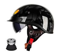 Frcychri Demi-Casque De Moto, Casques Vintage À Face Ouverte, Casque Ecehomologué, Casque De Moto Hommes Et Femmes, Cruiser Scooter Pilote Casque N,XL (61-62)
