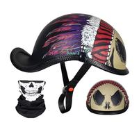 Frcychri Demi Casque Moto Style Vintage Casquette De Baseball, Casques Ouverts, pour Scooter Cyclomoteur Street Jet Casque,Homologué ECE K,2X-Large