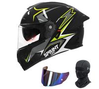 Frcychri Flip Up Casque Adulte Moto, Modulable Casque Moto avec Verres Teintés Masque, Homologué ECE Double Visière Antibuée, pour Adultes Hommes Femmes Cyclomoteur, Urbanisme G,X-Large