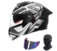Frcychri Flip Up Casque Adulte Moto, Modulable Casque Moto avec Verres Teintés Masque, Homologué ECE Double Visière Antibuée, pour Adultes Hommes Femmes Cyclomoteur, Urbanisme E,2X-Large