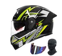 Frcychri Flip Up Casque Adulte Moto, Modulable Casque Moto avec Verres Teintés Masque, Homologué ECE Double Visière Antibuée, pour Adultes Hommes Femmes Cyclomoteur, Urbanisme A,X-Large