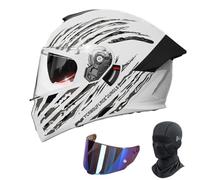 Frcychri Flip Up Casque Adulte Moto, Modulable Casque Moto avec Verres Teintés Masque, Homologué ECE Double Visière Antibuée, pour Adultes Hommes Femmes Cyclomoteur, Urbanisme V,Large