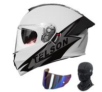 Frcychri Flip Up Casque Adulte Moto, Modulable Casque Moto avec Verres Teintés Masque, Homologué ECE Double Visière Antibuée, pour Adultes Hommes Femmes Cyclomoteur, Urbanisme M,X-Large