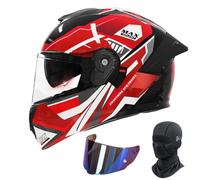 Frcychri Flip Up Casque Adulte Moto, Modulable Casque Moto avec Verres Teintés Masque, Homologué ECE Double Visière Antibuée, pour Adultes Hommes Femmes Cyclomoteur, Urbanisme O,Meidum