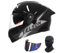 Frcychri Flip Up Casque Adulte Moto, Modulable Casque Moto avec Verres Teintés Masque, Homologué ECE Double Visière Antibuée, pour Adultes Hommes Femmes Cyclomoteur, Urbanisme R,Meidum