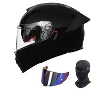 Frcychri Flip Up Casque Adulte Moto, Modulable Casque Moto avec Verres Teintés Masque, Homologué ECE Double Visière Antibuée, pour Adultes Hommes Femmes Cyclomoteur, Urbanisme F,Meidum