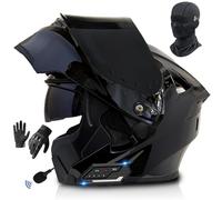 Frcychri Flip Up Casque Moto, Casque Moto Bluetooth, Casque Intégré Antibuée Double Visière, Homologué ECE Anti-Collision, Microphone, Masques Et Gants, Homme Femme Motos Course sur Route E,3X-Large